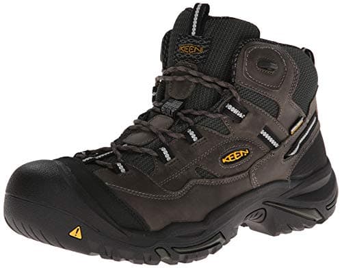 KEEN Utility Men's Braddock Mid Steel Toe Waterproof Work Shoe, Gargoyle/Forest Night, 7.5 Wide US