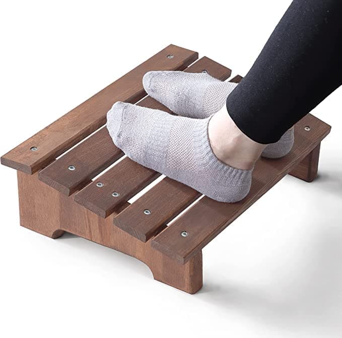 OGNIJA Sheesham Wooden Footrest Under Desk Portable Step Stool for Home and Office 35 30 10 CM