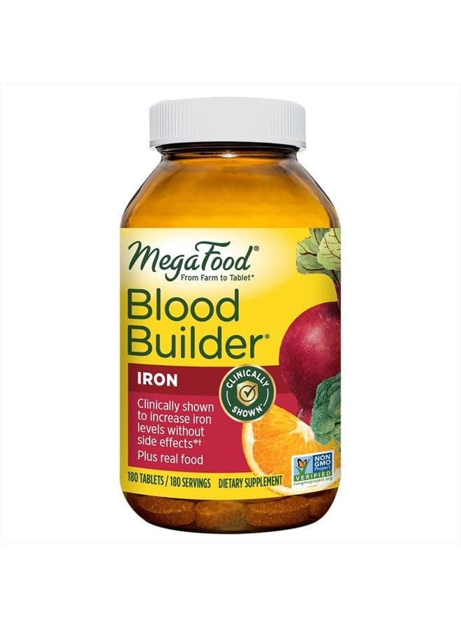 Blood Builder - Iron Supplement Shown to Increase Iron Levels without Side Effects - Energy Support with Iron, Vitamin B12, and Folic Acid - Vegan - 180 Tabs