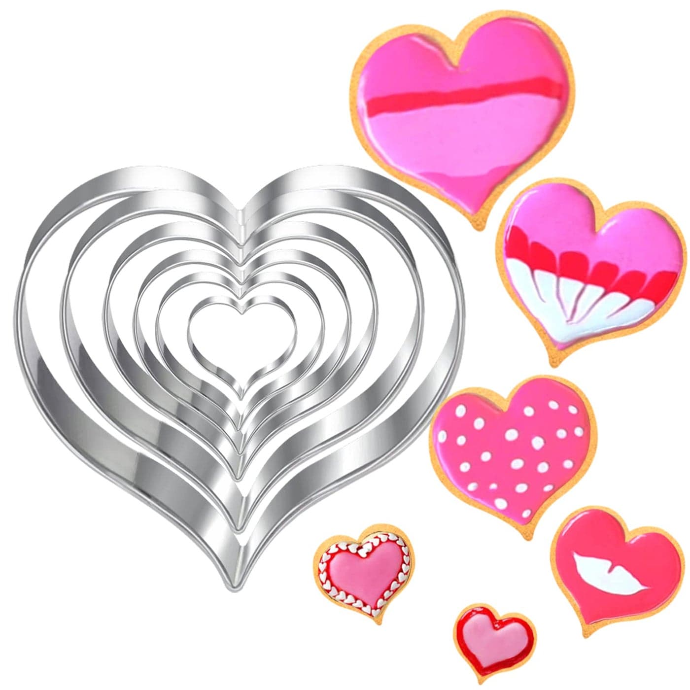 LUBTOSMN Heart Cookie Cutter Set6 Pieces425 35 30 25 17 095Cookie Cutters Fondant