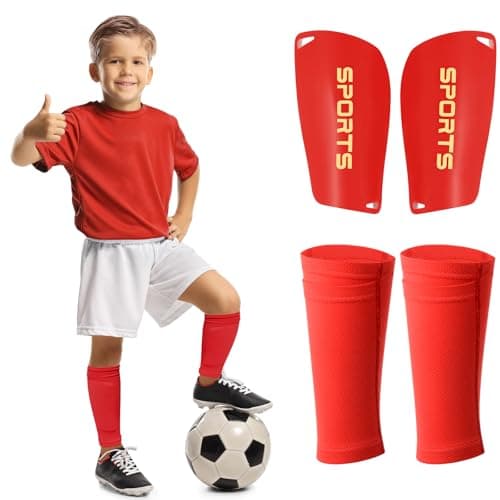 Syhood Soccer Shin Guards for Kids Youth Teens Adults Shin Pads and Sock Sleeves for 315 Years Old Children Boys Girls Protection Gear EVA Cushion Protection for Soccer Football GameSRed