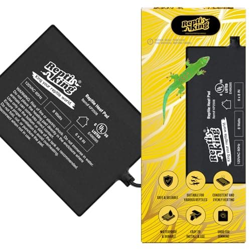 ReptiKing Reptile Heat Pad, 6" X 8" 8W, Heating Pad for Reptile Tank, Lizard, Snake, Bearded Dragon, Hermit Crab, Leopard Geckos Terrarium Heating Mat, Safe & Durable Heat Pad for Reptiles