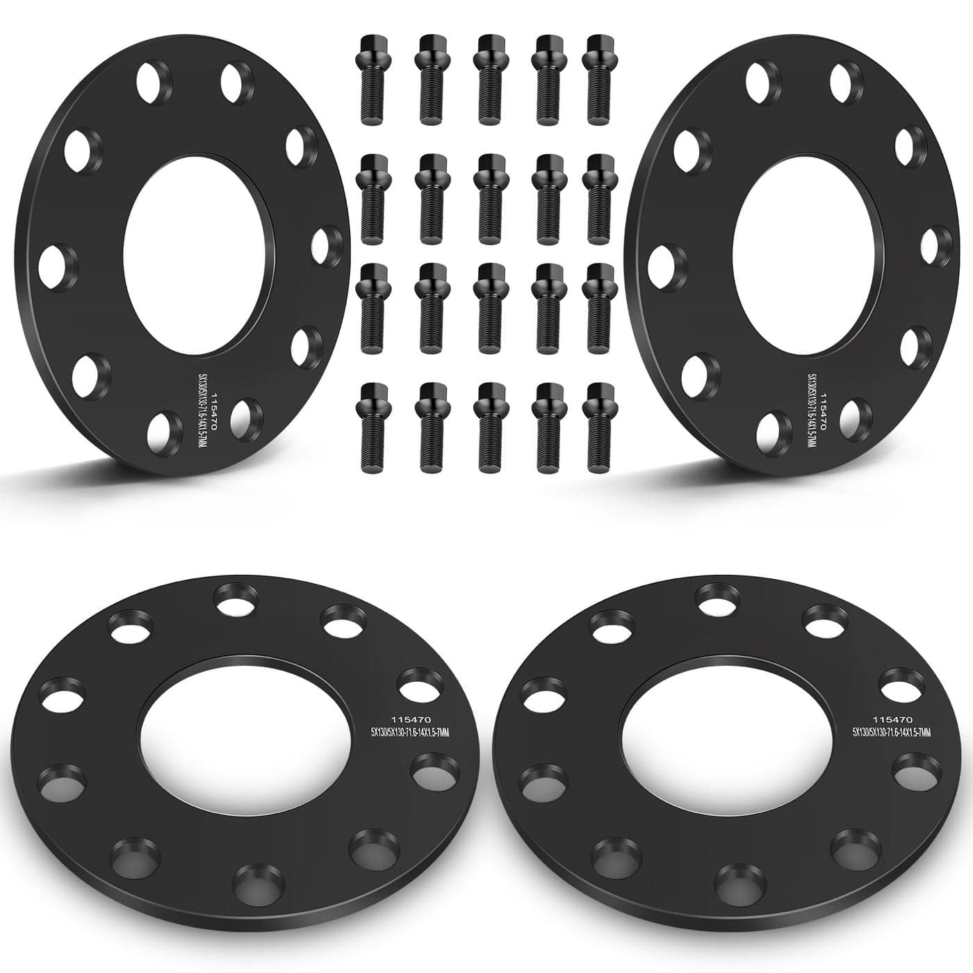 ECCPP 4PCS 7mm hubcentric Wheel Spacers 5 Lug 5x130mm to 5X130mm fits for Porsche 911 for Boxster for Cayenne for Porsche Panamera for Cayman Wheel spacers with 14x15 Studs