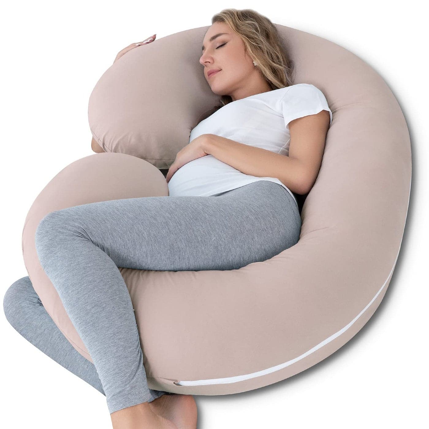 INSEN Pregnancy Pillow Cooling Maternity Pillow with Soft Cotton Cover C Shaped for Side Sleeping