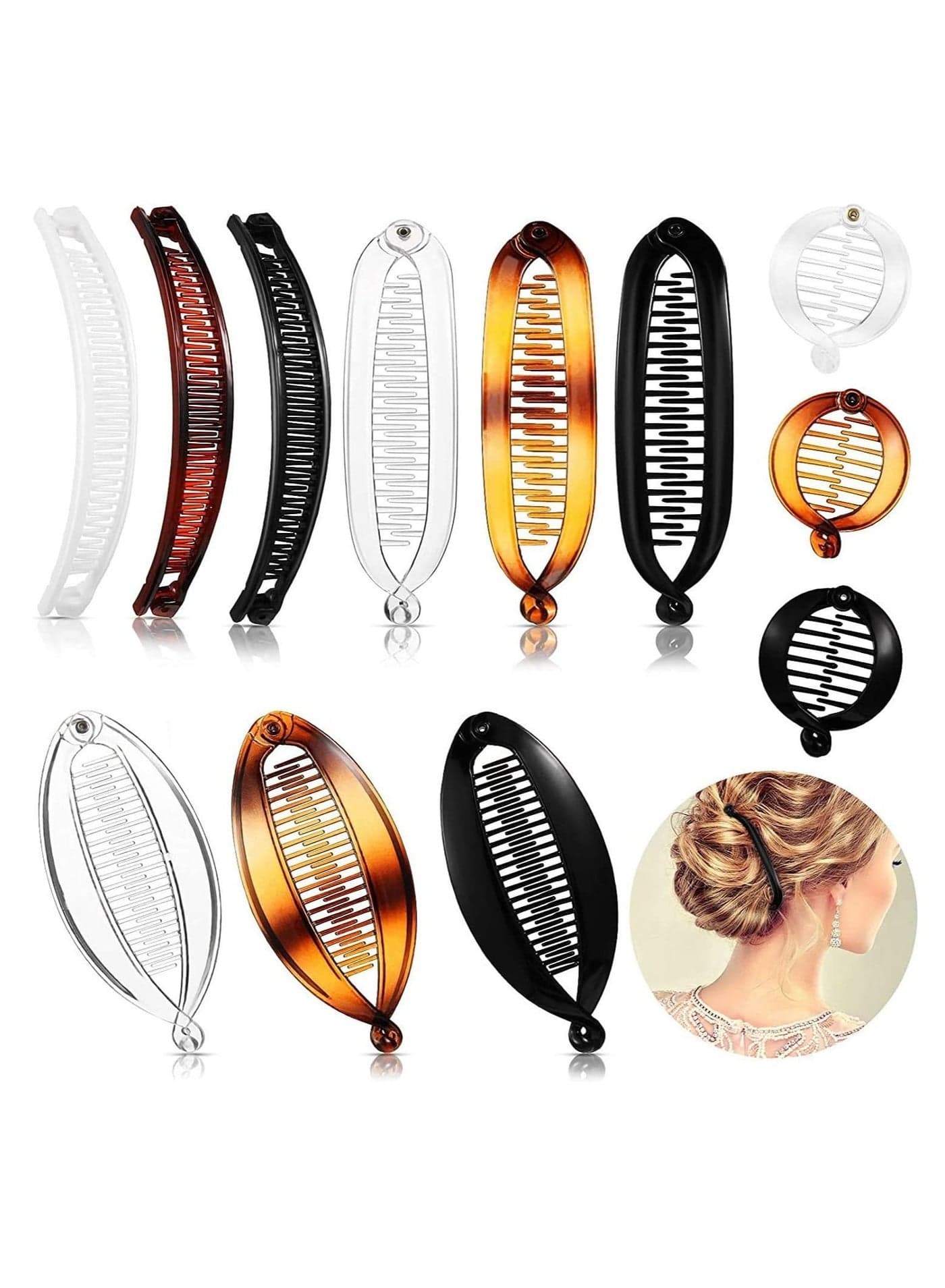12 Psc Banana Hair Clips Classic Clincher Combs Large Double Comb Fishtail Clip Ponytail Holder for Women