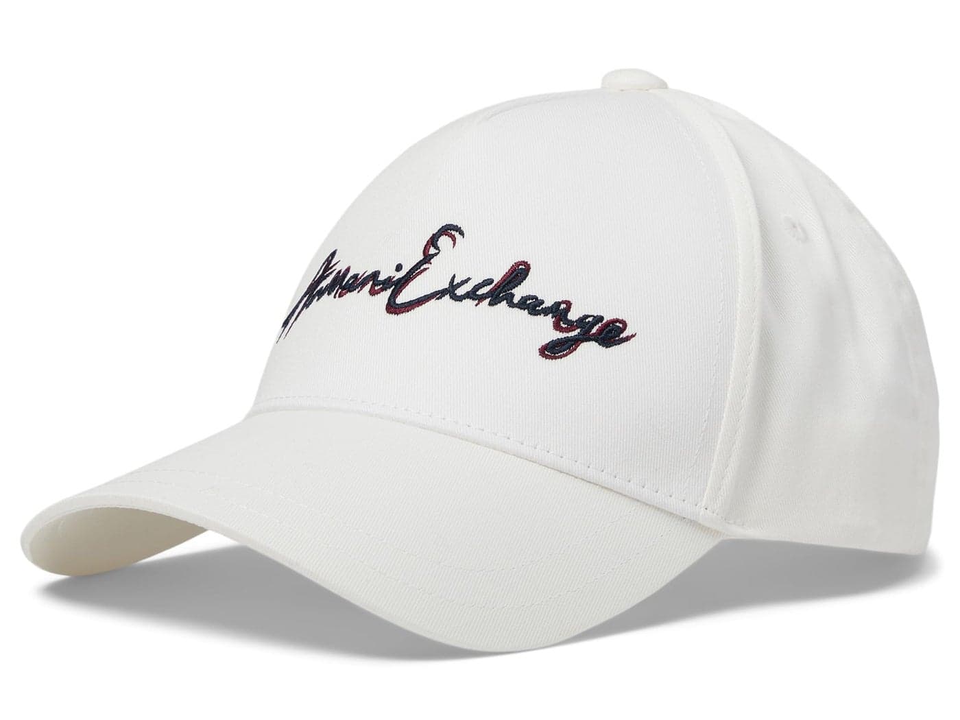 Armani Exchange Men's Script Logo Baseball Hat,Off White/Navy, One Size