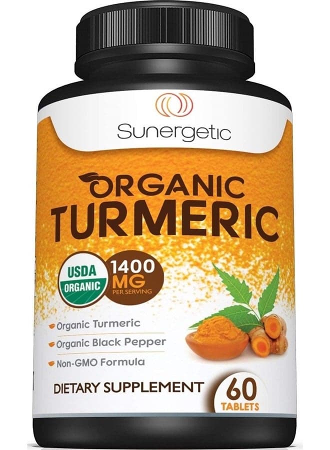 USDA Certified Organic Turmeric Supplement – Includes Organic Turmeric & Organic Black Pepper – 1,400mg of Turmeric per Serving - 60 Count (Pack of 1)