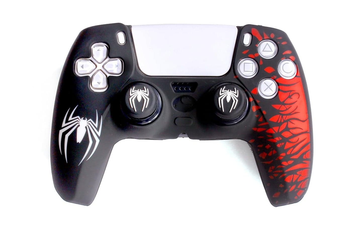 New World Game Controller Silicone Cover for PS5 Game Controller 30th Anniversary Customized Protective Cover for Controller, with 2 Thumb Grip Caps (White/red)