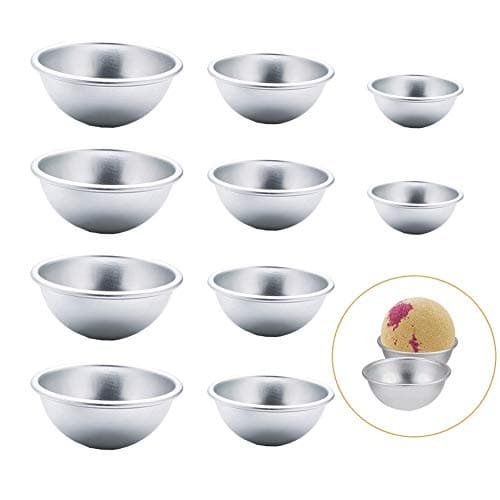 GSHLLO 12 PCS Metal DIY Bath Bomb Soap Molds 3 Sizes