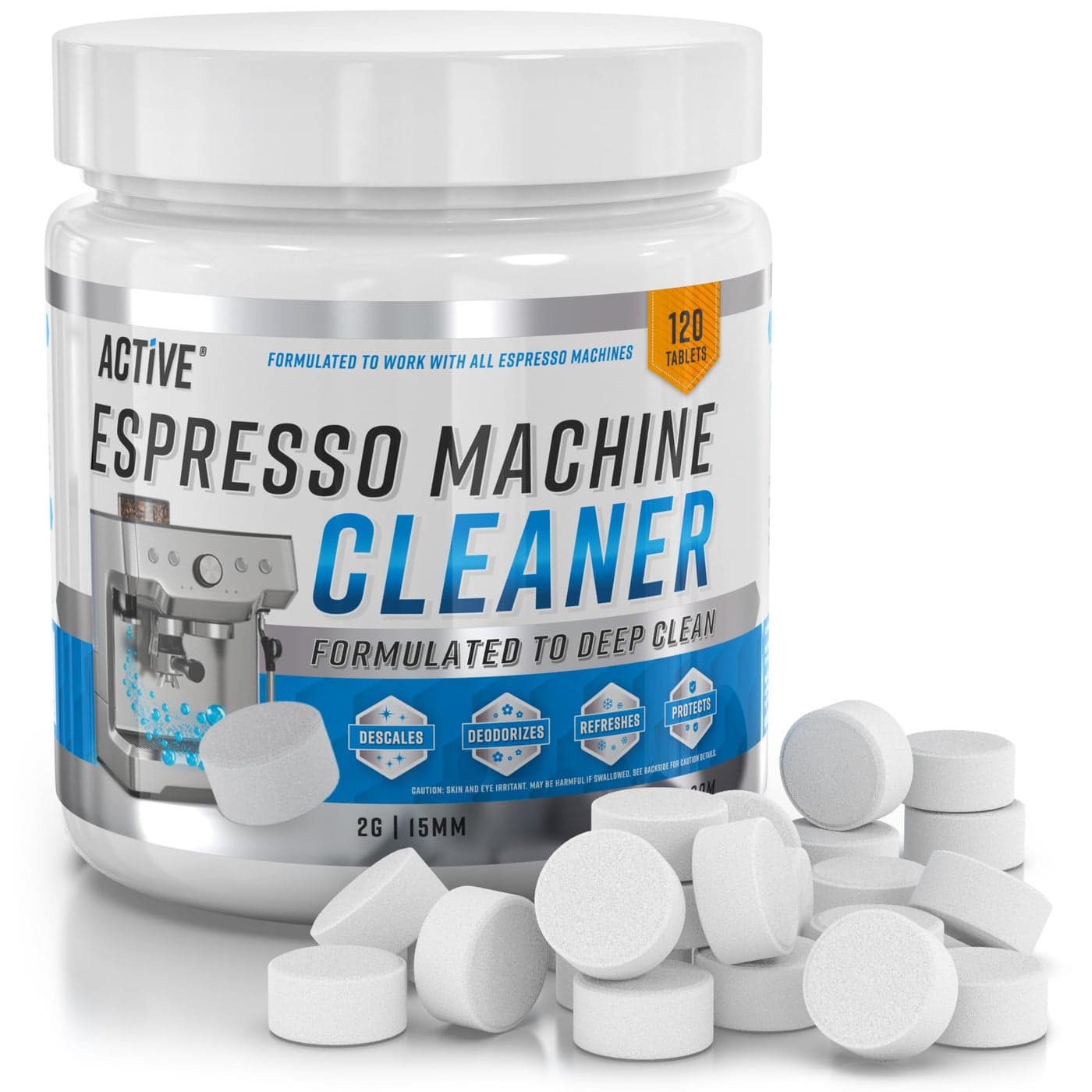 ACTIVE Espresso Machine Cleaning Tablets Descaling 120 Tabs Compatible with Breville Barista Express Gaggia Delonghi Jura Philips Expresso Maker Backflush Oil Remover Solution Clean Tablet