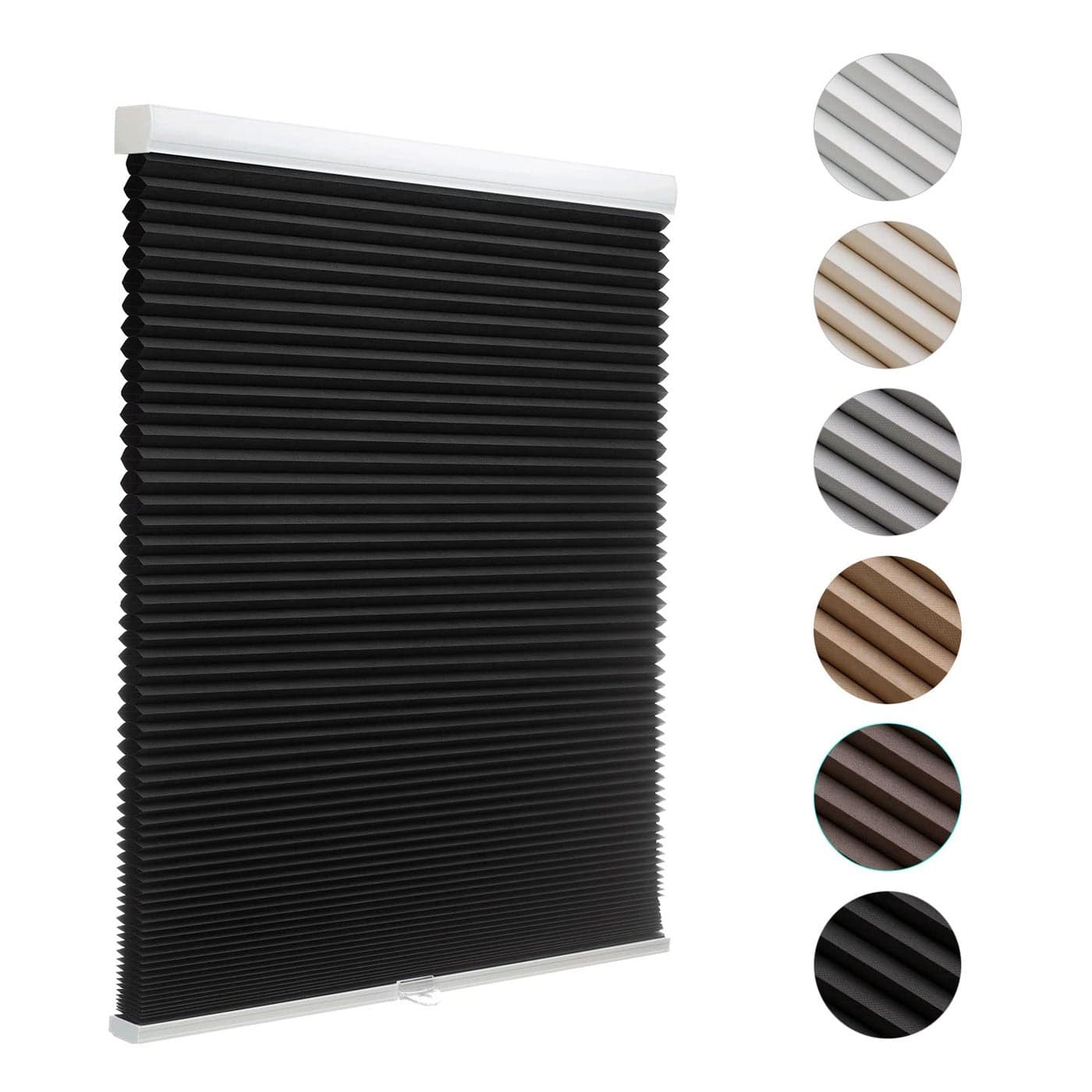 MYshade Blackout Cordless Cellular Shades Honeycomb Shade for Indoor Windows Room Darkening Blinds for Home Office Pull Down Window Shades Easy to Install 30 inch Wide H72 Black Pleated Shade