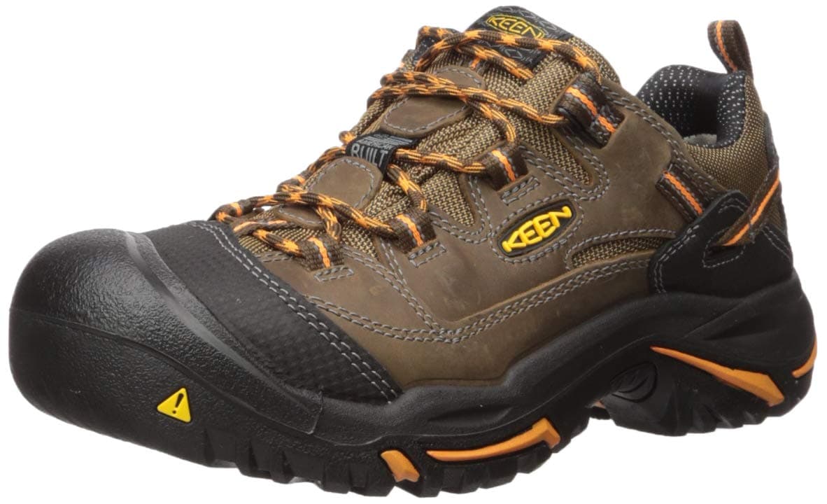 KEEN Utility Men's Braddock Low Soft Toe Work Shoe, Cascade/Orange Ochre, 7 Medium US