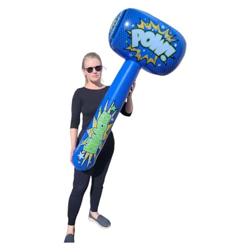 Zugar Land Huge 52" POW Jumbo Mallet (52" x 24" x 14") Vinyl Inflatable Hammer Bopper for Play Fights and Action (1 Pack - Blue)