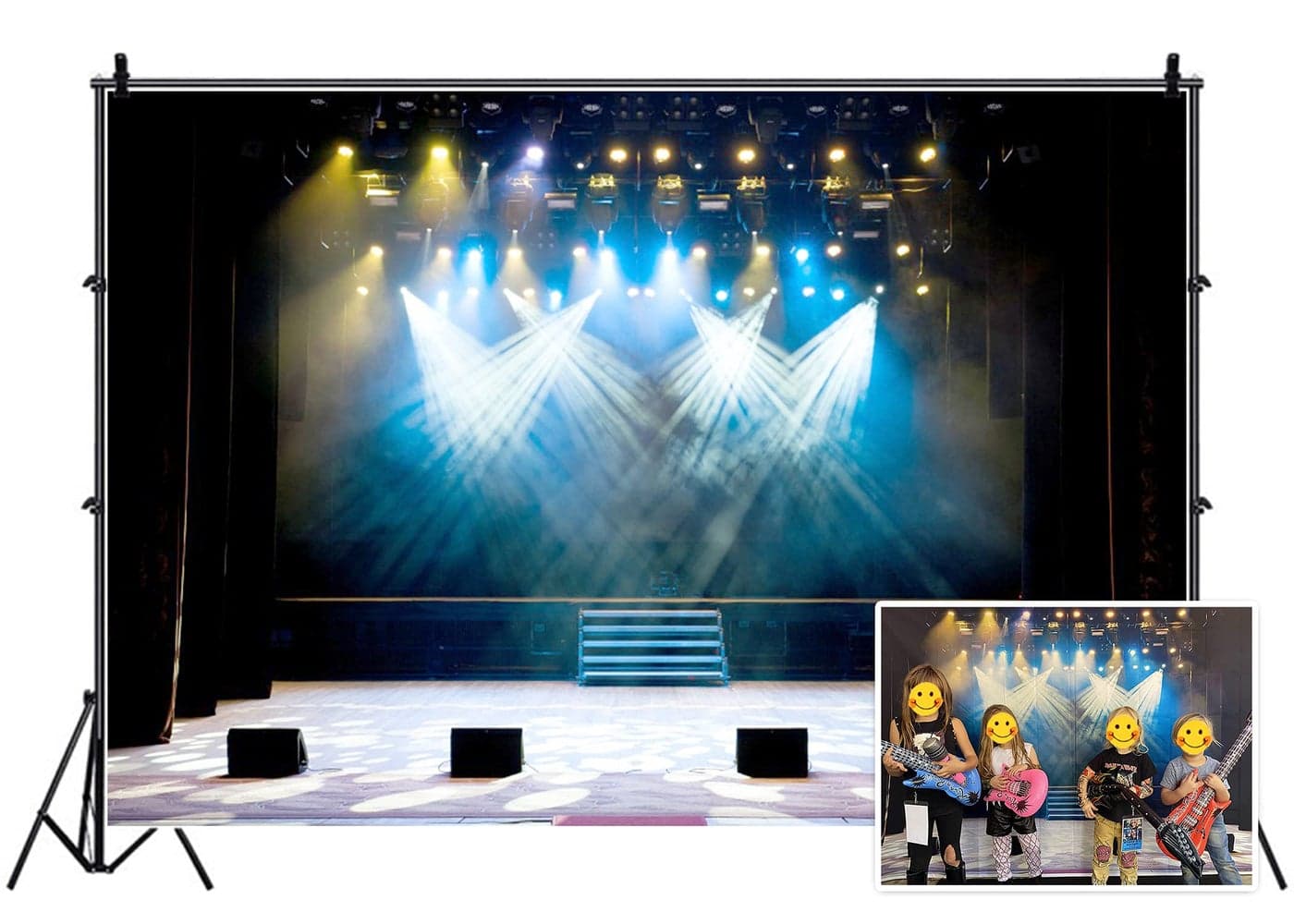 Leyiyi 5x3ft Luxury Stage Spotlight Backdrop Concert Live Plateform Banner Vintage Curtain Celebrity Background Drama Music Show Kids Birthday Adults Vlogger Portrait Studio Prop Vinyl Wallpaper