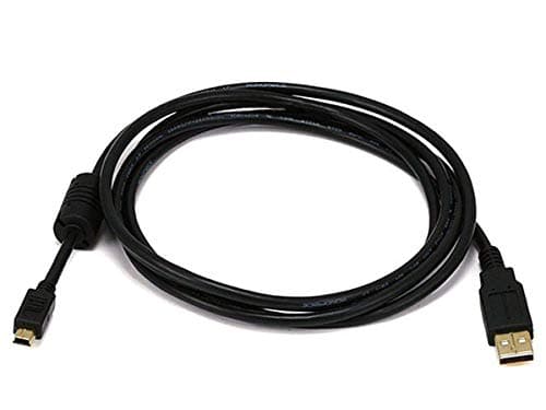 Monoprice 3-Feet USB 2.0 A Male to Mini-B 5pin Male 28/24AWG Cable with Ferrite Core (Gold Plated) (105447),Black