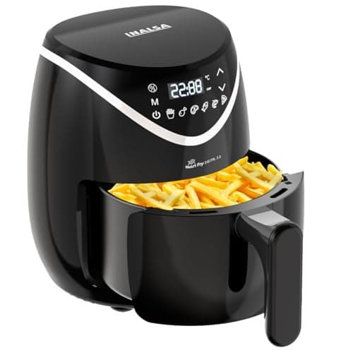 INALSA Air Fryer 3 LTR|1200W with Air Crisp Technology|Temperature&Timer Control|6 Preset Menu|Digital Display|Air fry,Bake,Roast,Reheat,Dehydrate|Recipe Book & Free Paper Liner,NutriFryDigital 3
