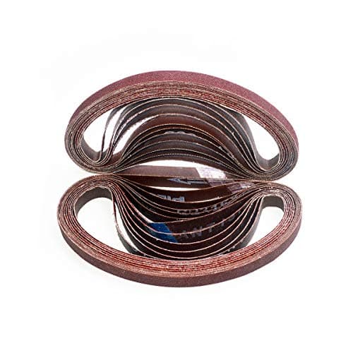 Aiyard 1/2 x 18 Inch Aluminum Oxide Sanding Belts, 4 Each of 40/60/80/120/180/240 Assorted Grits Abrasive File Belts for Air Belt Sander, 24-Pack