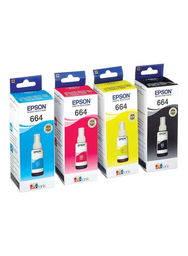 4-Piece Eco Tank Ink Cartridge Bottle For L100/L110/L120/L200/L210/L220/L300/L310 Multicolour
