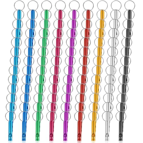 Hpmjz 200 PCS Emergency Whistles with Keychains, Aluminum Survival Whistle Extra Loud Safety Whistles Multicolor Waterproof Bulk for Outdoor Camping Hiking Boating Referee Lifesaving Training