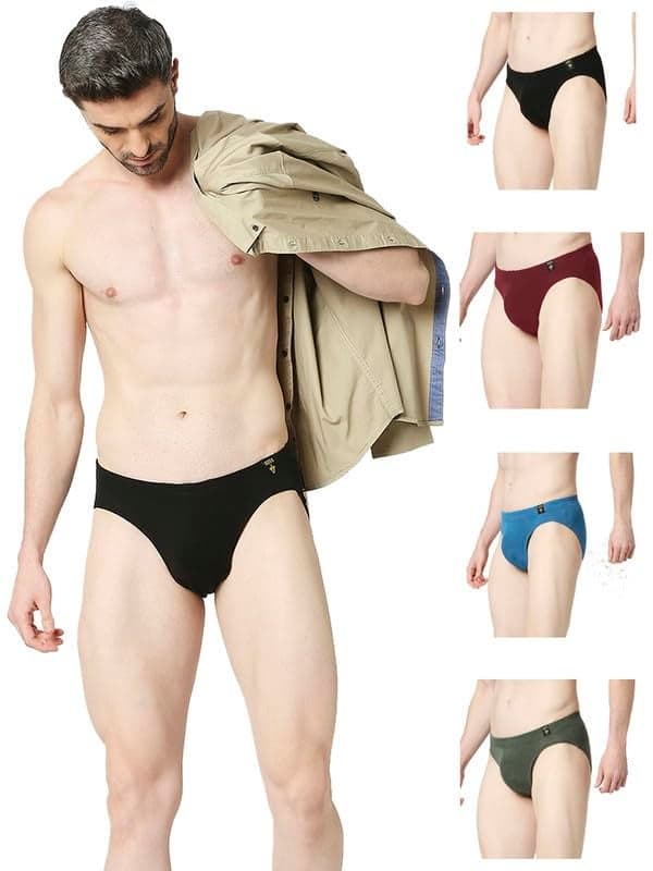 VIP Men's Skin2 Assorted Cotton Brief Underwear for Men with Elasticated Waistband - (Pack of 5, S)