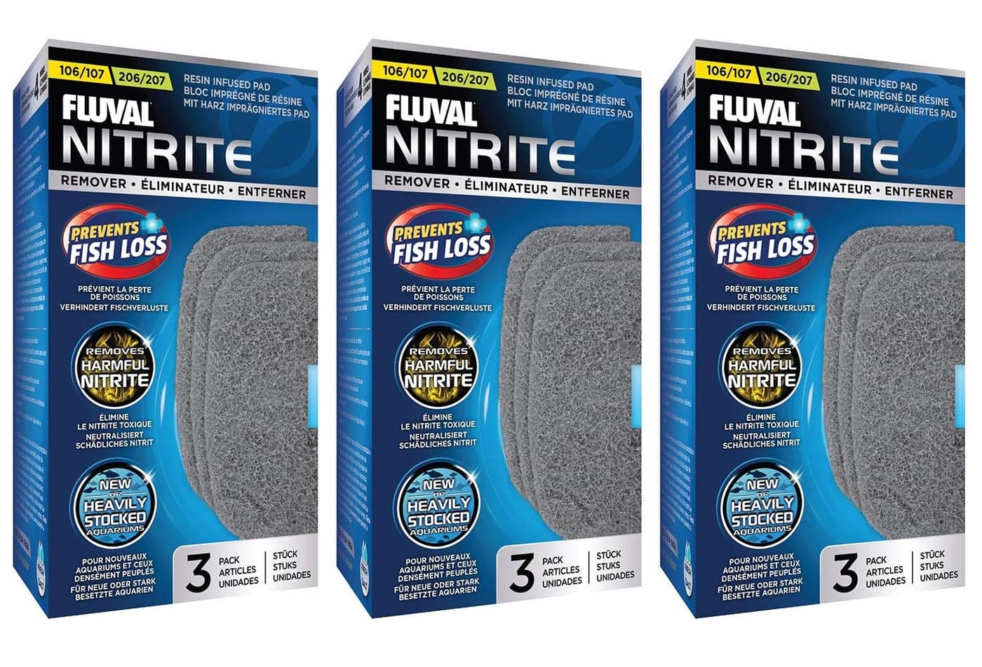 Fluval 9 Pack of Nitrite Remover Pads for 106/107 & 206/207 Aquarium Canister Filters