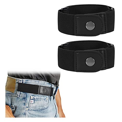WERFORU Men 2 Loop No Buckle Elastic Belt for Women Men side belts, Fit 1.5 Inch Belt Loop