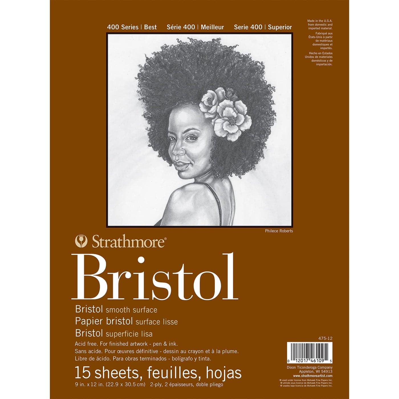 Strathmore 400 Series Bristol Paper Pad Smooth Tape Bound 9x12 inches 15 Sheets 2ply Artist Paper for Adults and Students Markers Pen and Ink