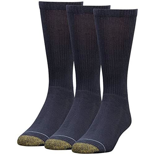 GOLDTOE Men's Uptown Crew Socks, 3-Pairs, Navy, Large