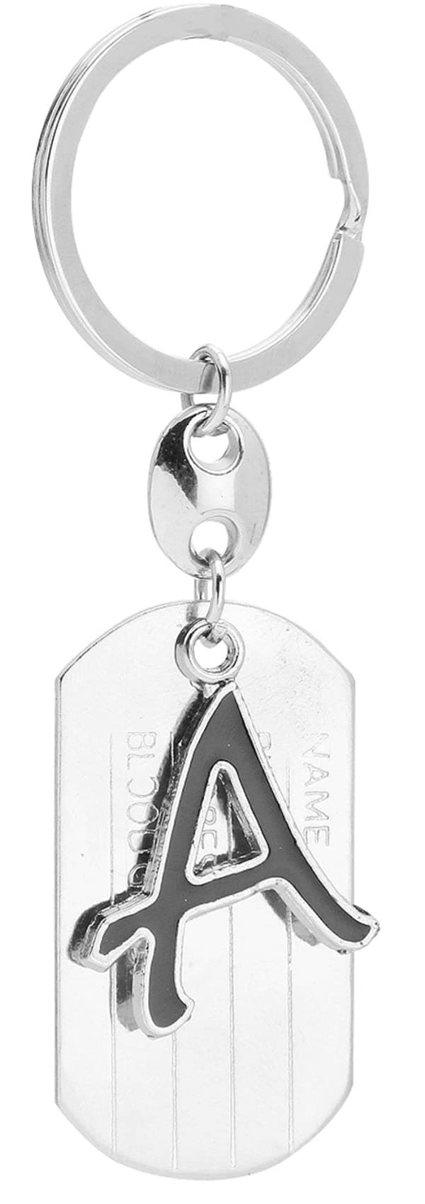 GCT Alphabet Letter A Metal Keychain for Car Bike Men Women Keyring (Black/Silver)
