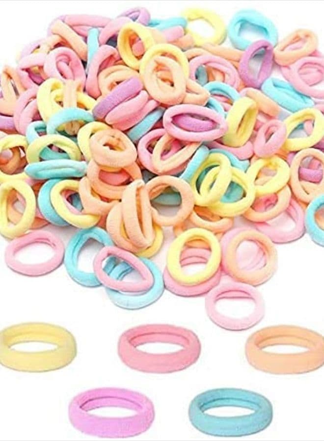 200Pcs Baby Hair Ties, Soft Cotton Toddler Hair Ties for Girls and Kids, 1 Inch Multicolor Seamless Hair Bands