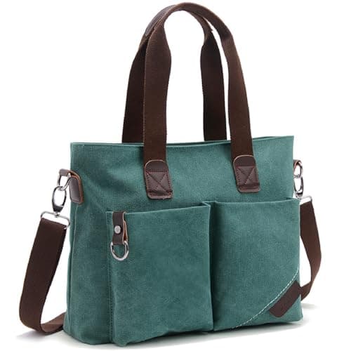 ToLFE Women Top Handle Satchel Handbags Tote Purse Shoulder Bag (Large: (L) 14.57" x(W) 6.3" x(H) 12.2", Green-(large))