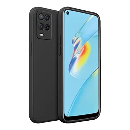 LIRAMARK Silicone Soft Back Cover Case for Oppo A54 4G (Silicone Black)