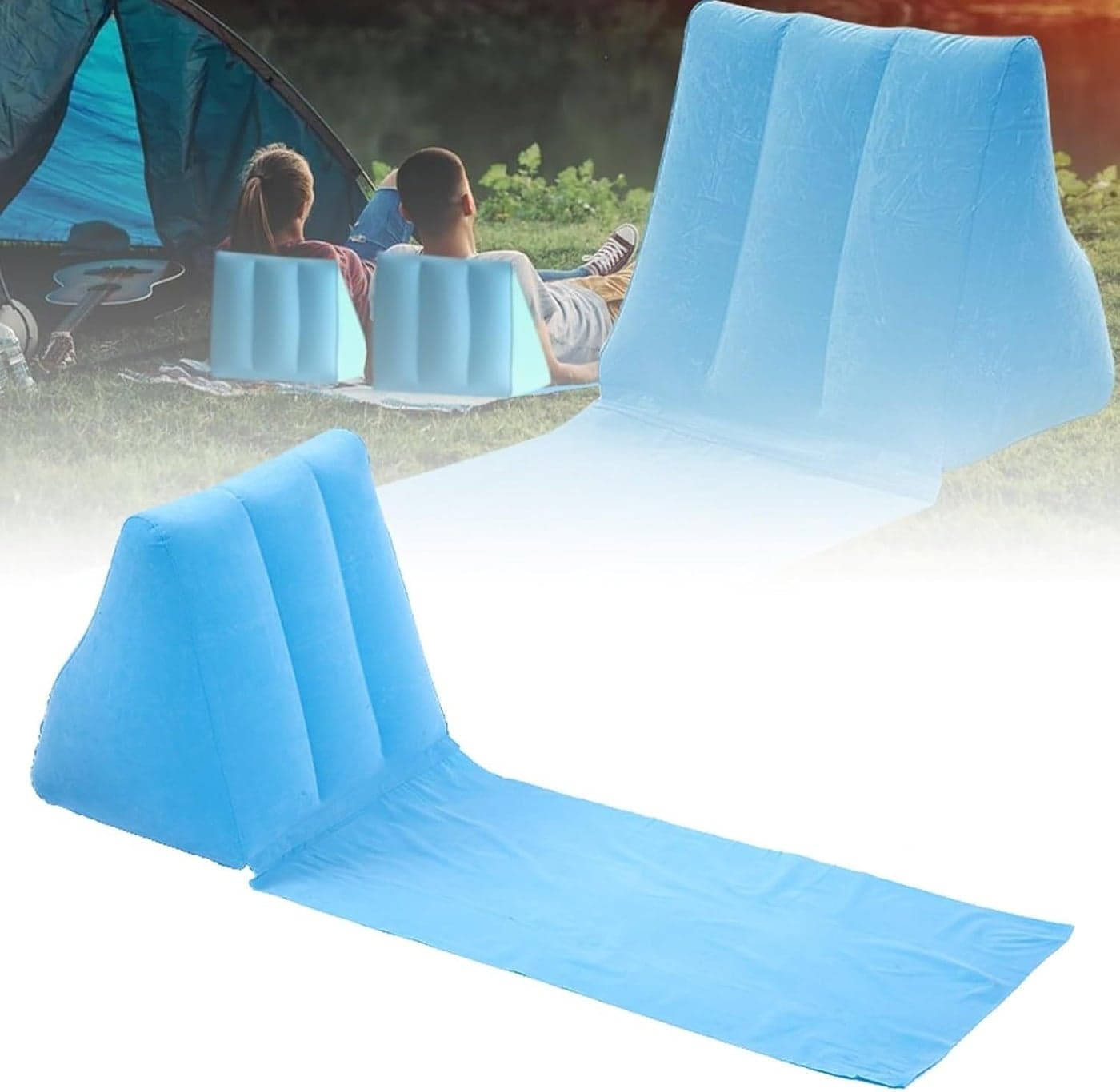 VPGS Inflatable Portable Beach Mat Lounge ChairFolding Lightweight Camping Lounge Chairs Mat with Backrest for Lawn Outdoors Camping Picnic Travel