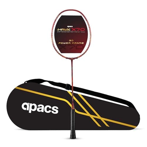 Apacs iHawk X70 (Unstrung) Full Graphite Ultra Strong Carbon Fibre (75-79g) | 35 LBS Max Tension | 3D Power Frame | Made in Vietnam Badminton Racket with Full Cover (Maroon) (All Rounder)