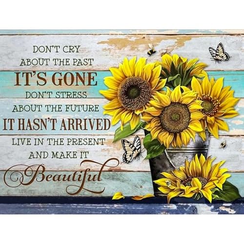 Diamond Art Kits for Adults Sunflower DIY 5D Diamond Painting Kit for Beginners Inspirational Inspiring Quotes Full Round Drill Gem Art Dots for Adults Home Wall Decor 12X16 Inch