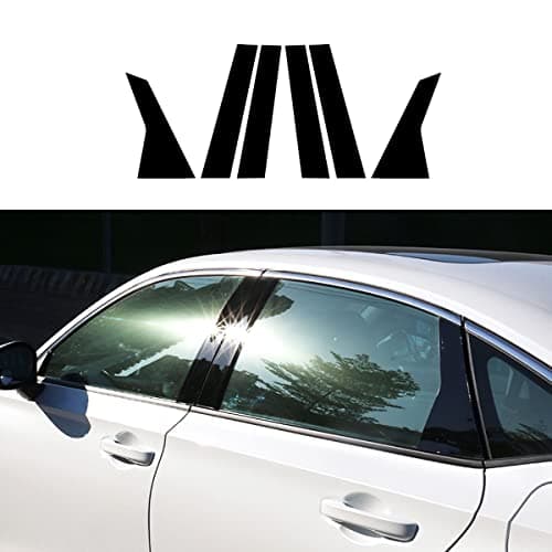 6pcs Glossy Black Car Window Pillar Post Vinyl Stickers Trim Cover Kit Decal Compatible for Honda Civic 2022 11th Gen 4-Door Sedan External Exterior Accessories