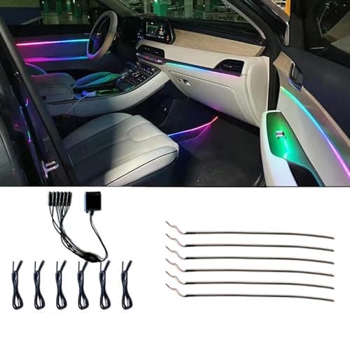 Car Interior led Ambient Lighting, Symphony RGB Car LED Strip Light, 6 in 1 with 204 inches Acrylic Fiber Optic, Multicolor Ambient Lighting Kits, Music Sync Rhythm,Sound Active Function