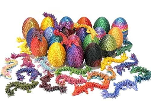 12 Pcs 3D Printed Dragon Eggs Mystery Pack with Dragons Mystery Inside3D Printed Small Animals FidgetEaster GiftDesk Decor