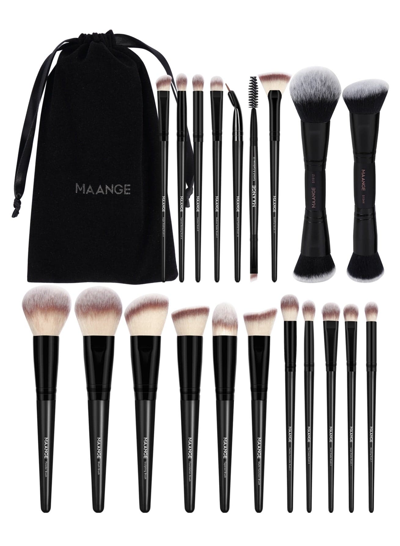 Professional Makeup Brush Set 21Pcs Premium Synthetic Foundation Powder Concealers Eye shadows Blush Makeup Brushes Set Kit,Black