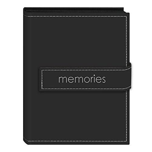 Pioneer Photo Albums 36-Pocket 4 by 6-Inch Embroidered "Memories" Strap Sewn Leatherette Cover Photo Album, Mini, Black