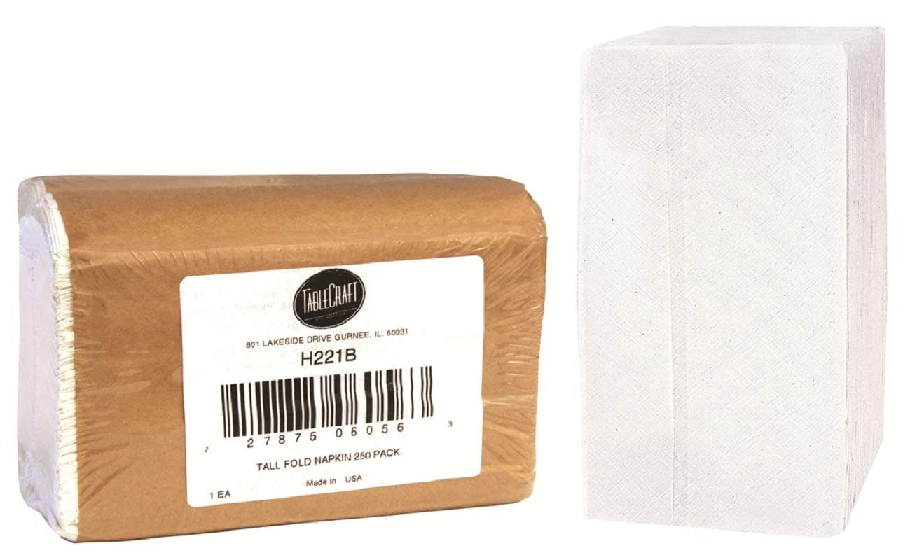 Tablecraft Tall Fold Paper Napkin Refill 7 12 by 13 12 inch 250 Count White