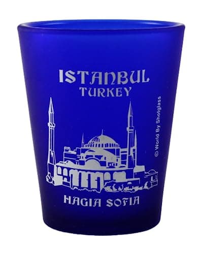 Istanbul Turkey Hagia Sofia Cobalt Blue Frosted Shot Glass
