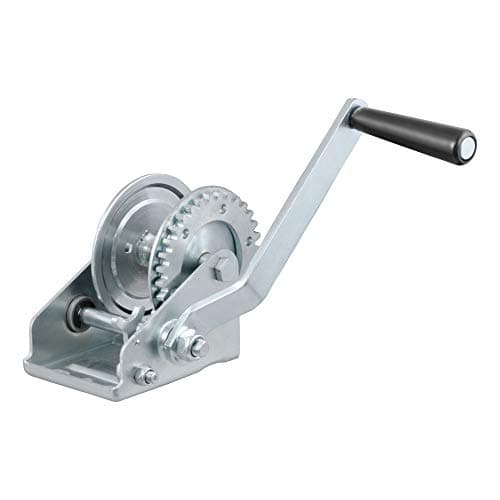 CURT 29423 Manual Hand Crank Boat Trailer Winch, 900 lbs Capacity, 6-1/2-Inch Handle, 3.25:1 Gear Ratio, CLEAR ZINC