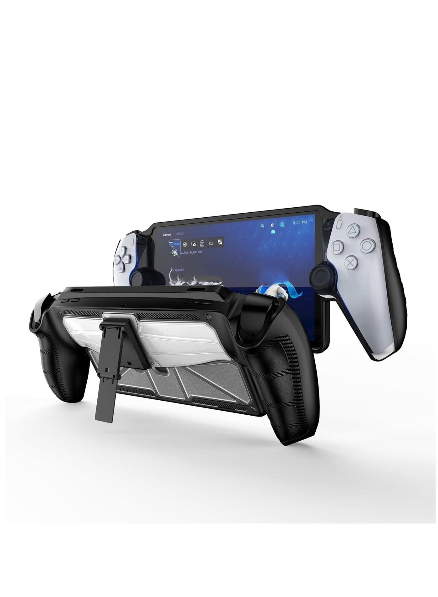 Protective Case Cover for Sony Playstation Portal with Kickstand Soft TPU Kickstand Case Cover for Playstation Portal Game Console Skin Cover - Black