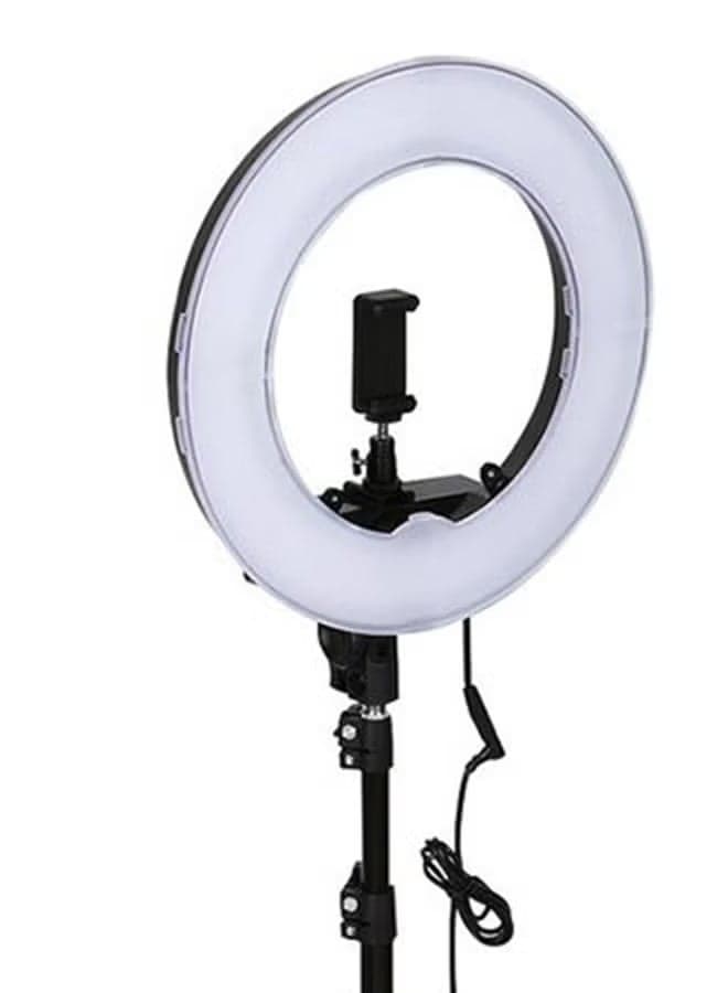 12 Inch LED Ring Light with Tripod Stand and Phone Holder, Black