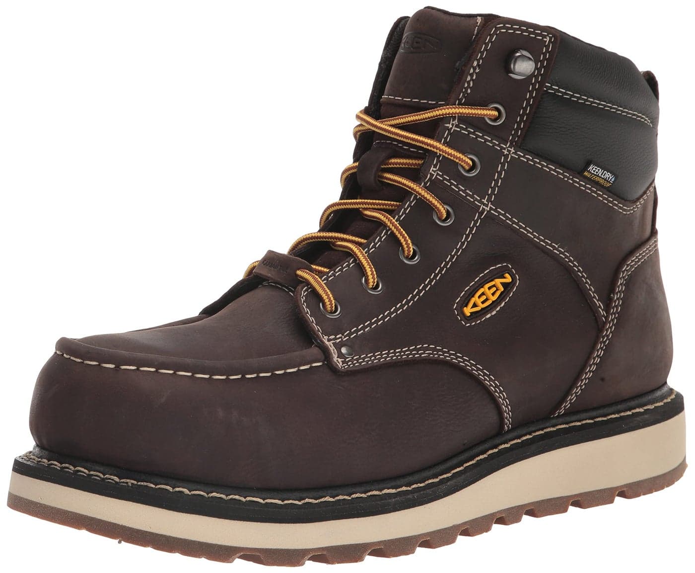 KEEN Utility Mens Cincinnati 6 Composite Toe Waterproof Wedge Work Boots Dark ChocolateSandshell 12 Wide