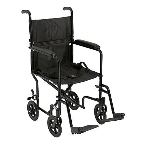 Drive Medical ATC19BK Lightweight Aluminum Transport Wheelchair with SwingAway Footrest Black