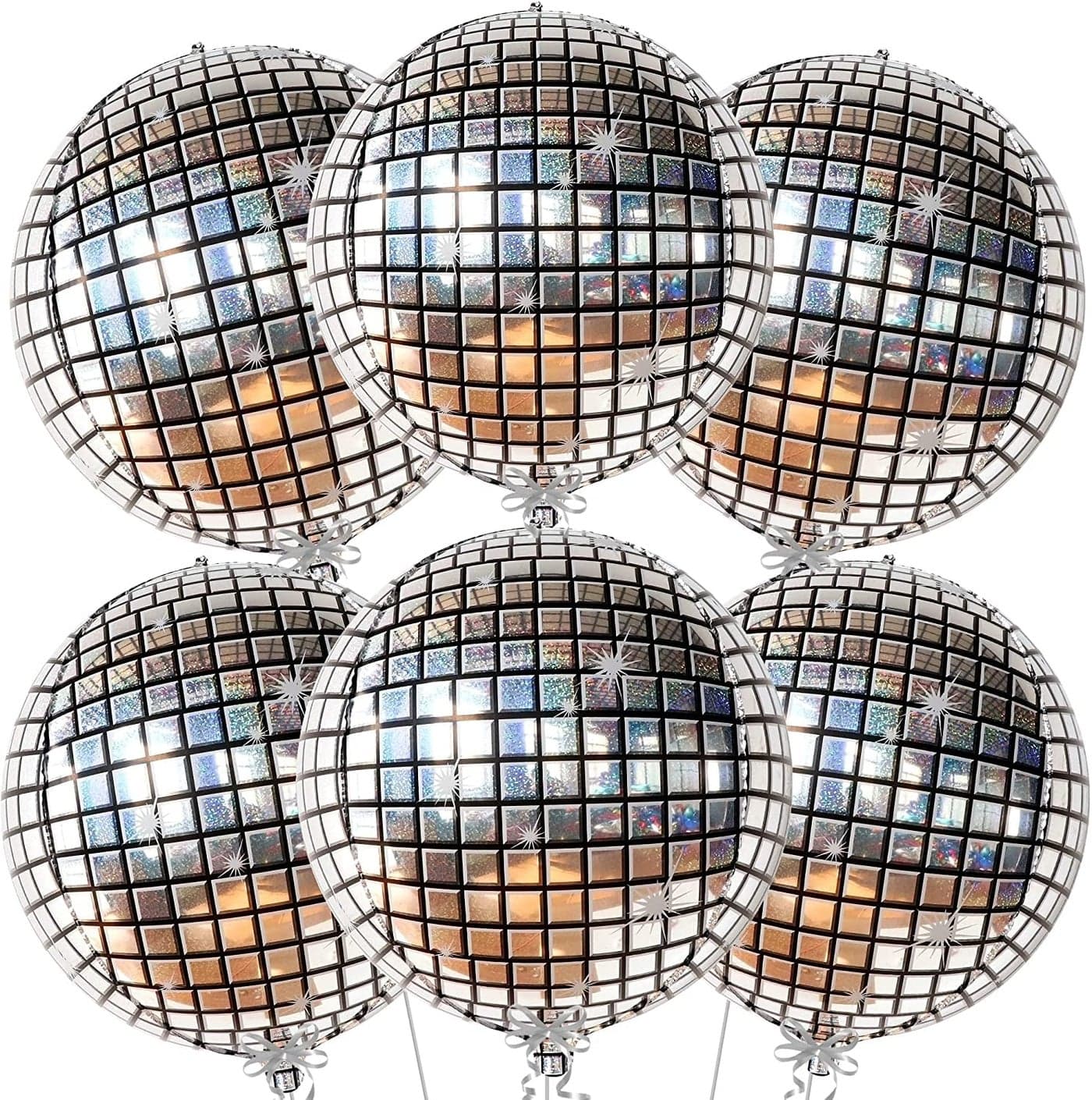 Atpata Funky Disco Theme Dance Party Foil Balloons for Disco theme Decoration (4D Disco Ball - 6pcs)