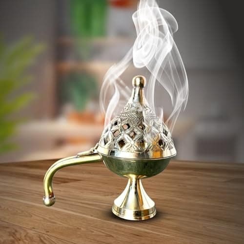 TORPPEZA Curated with Love Loban Burner Dhooni 5 Inch Dhoop Dhuni Brass Table Diya Brass Incense Holder