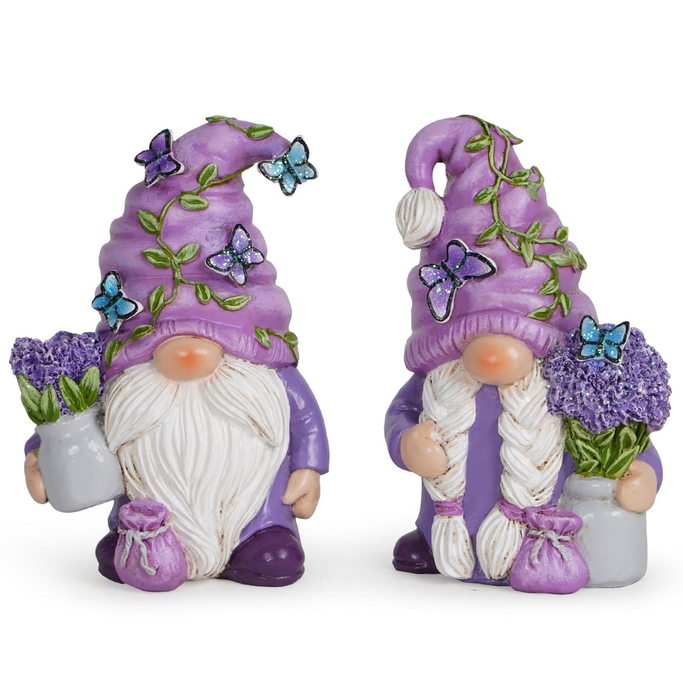 Hodao 2PCS Lavender Dream Gnome Set Purple Fragrance Wonderland Journey Spring Swedish Tomte Elf Dwarf Figurines Summer Gnome Indoor Home Decor Gift Lavender